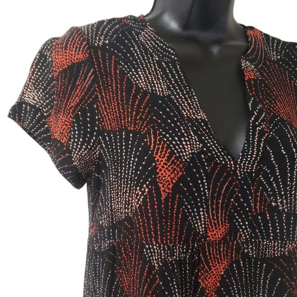 Anthropologie Maeve Harper Tunic Dress‎ Sz XS Fireworks Print Black Red Casual - Picture 4 of 12